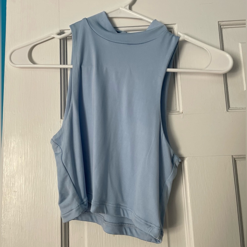 White Fox Boutique Blue Crop Top